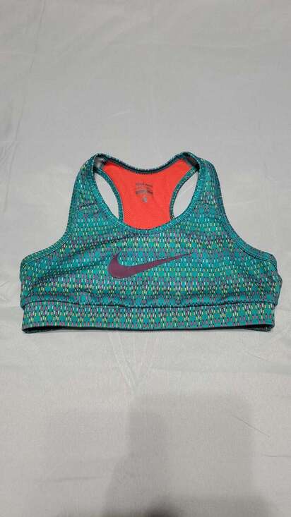 Nike Other - Nike Pro Classic Dri-FIT Racerback Sports Bra Teal Orange Pattern Size L